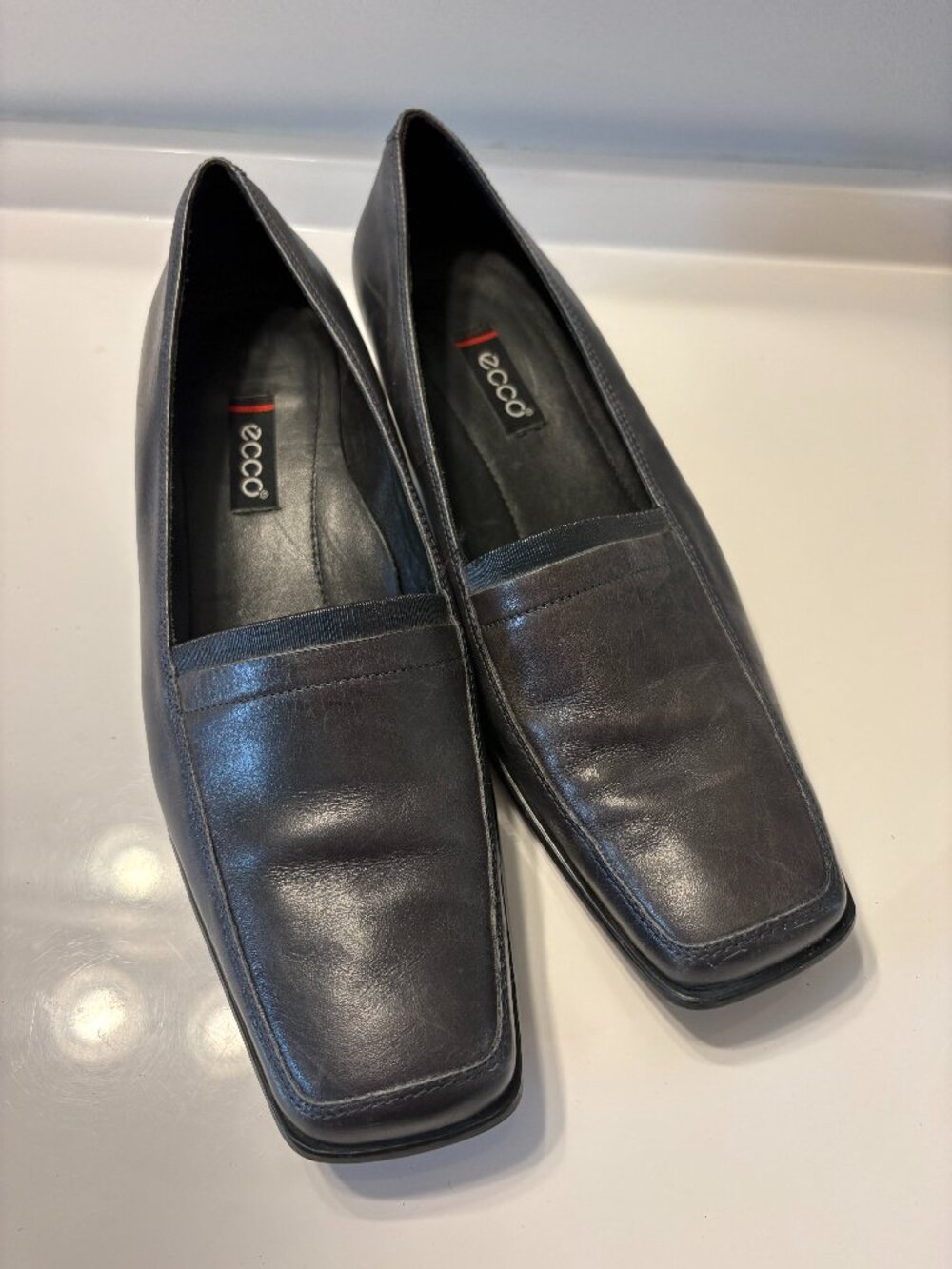 Ecco Women's Dress Shoes Charcoal Grey Size 38 Business Office Formal Square Toe